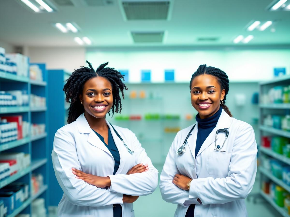 Two qualified pharmacists at Fife RX Pharmacy in Harare